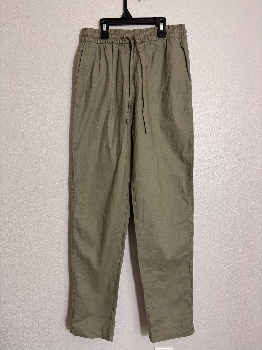 H&M Linen Blend Olive Drawstring Trousers